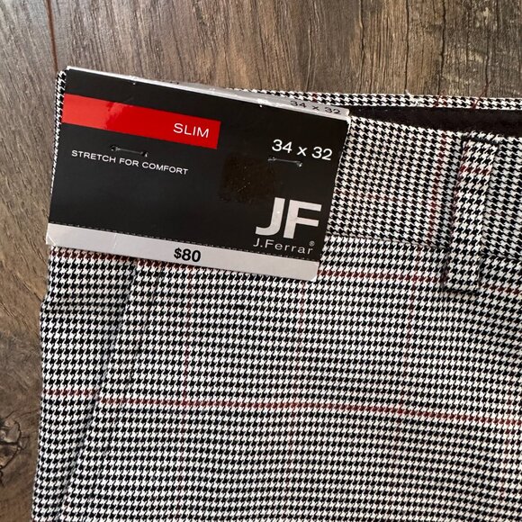 NWT J. Ferrar Men's Black and Gray Plaid Patterned Pants - Picture 3 of 7